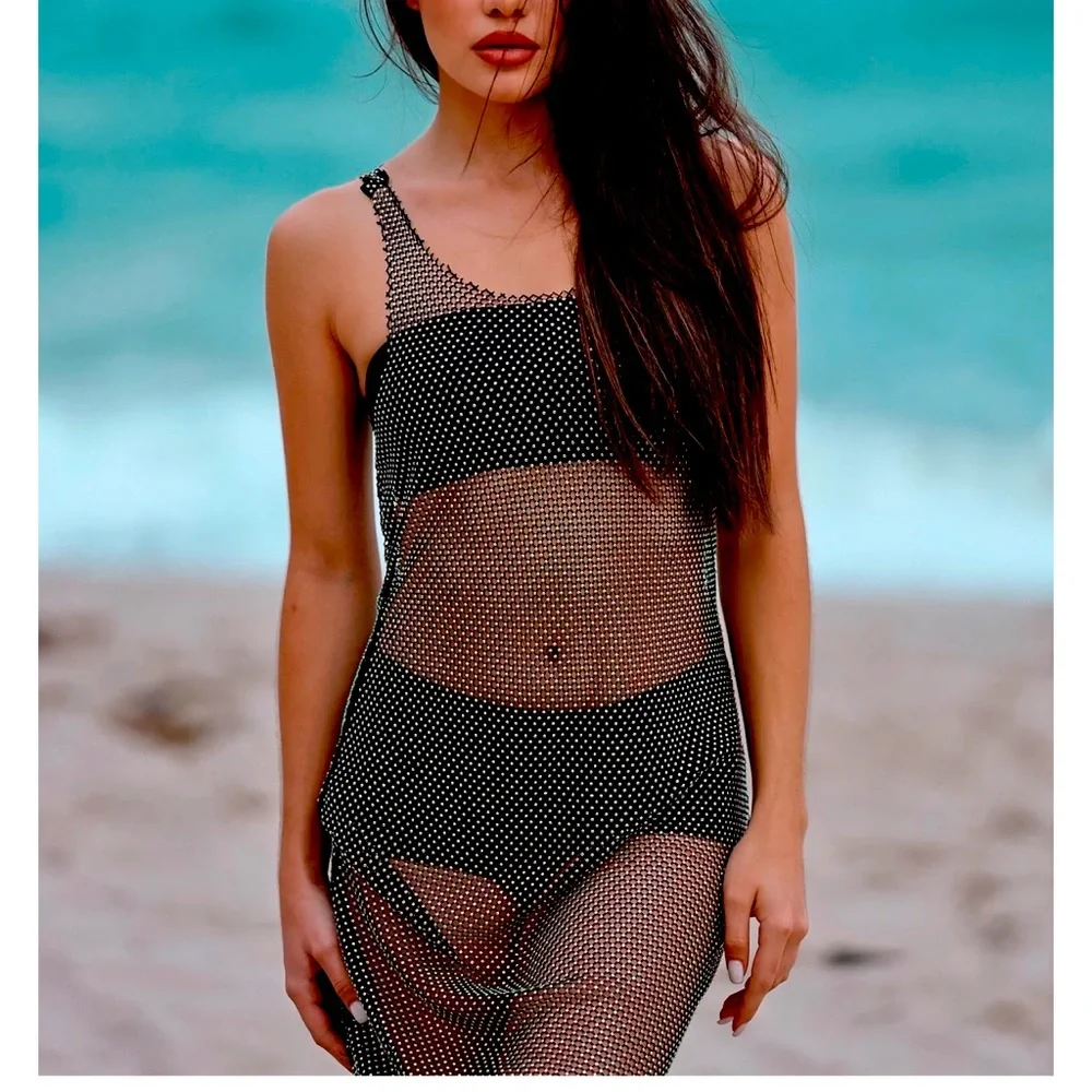 Inamore Rhinestone Mesh Dress - Picture 1 of 3